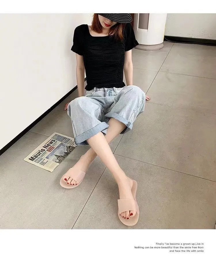 Pantofole da donna estive nuove alla moda in cristallo trasparente, casual, colorate, antiodore, con una sola parola, Lhshoe_voghion.com