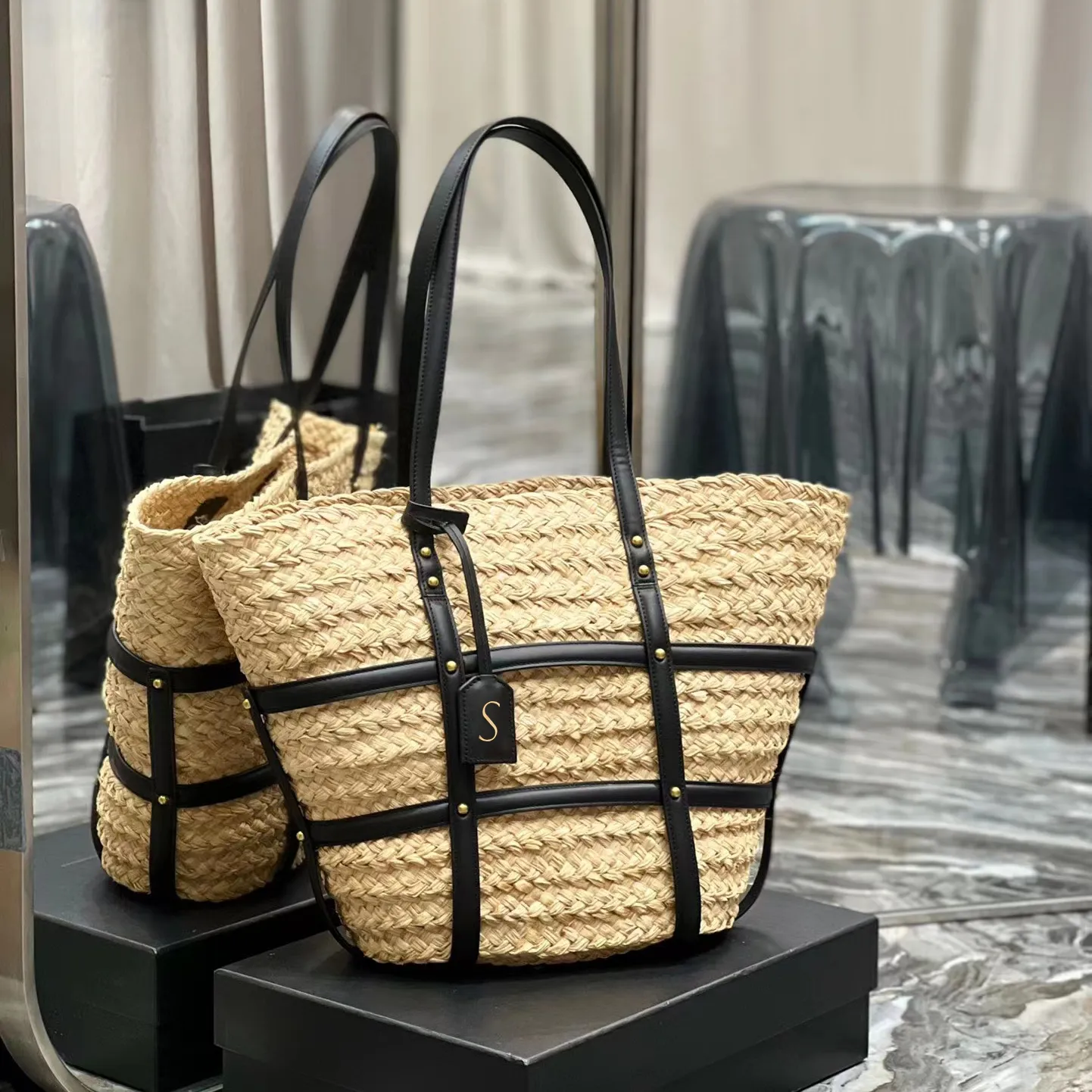 classic Handbag Beach Womens Rive Gauche Tote Basket Bag Man Clutch Weave Straw Large Shopping Designer Messenger_voghion.com