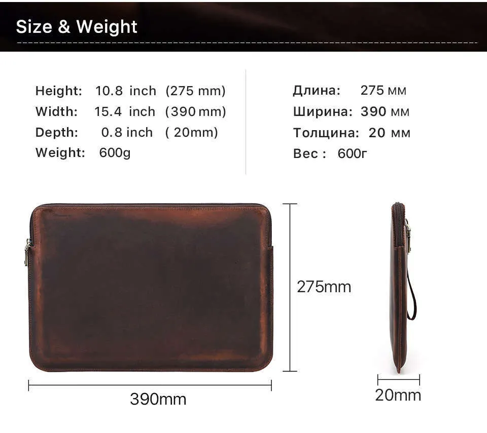 Borsa per laptop da uomo per Book Air Pro 13 14 15 pollici in pelle di mucca, custodia per tablet Lenovo Thinkpad Matebook_voghion.com