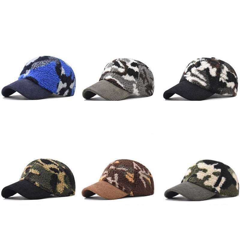 2023 New Lamb Hair Winter Camo Baseball Duck Tongue Outdoor Sunshade Hat_voghion.com