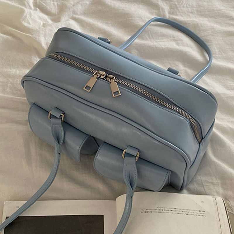 Retro Damen Satchel Hobo Bag PU Leder Einkaufstasche Fashion Solid Designer Achseltasche Casual Doppeltasche Hand_voghion.com