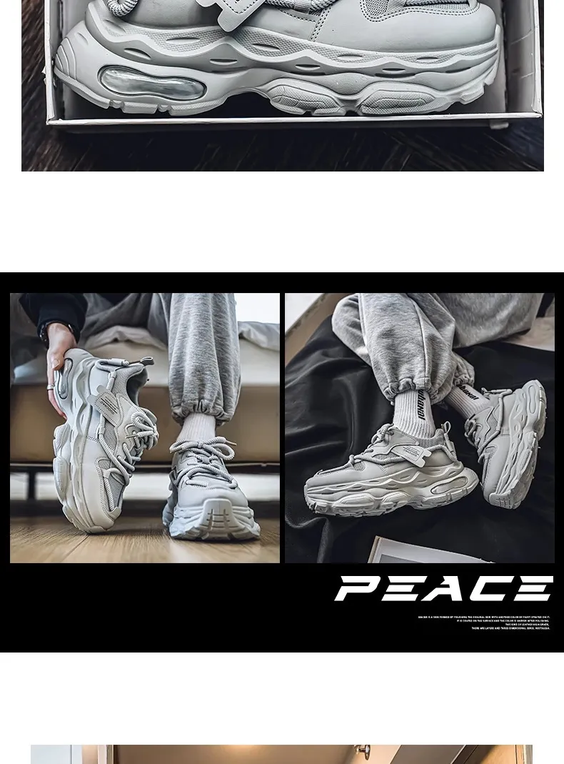 Chunky Platform Running Shoes For Men Anti Slip Breathable Casual_voghion.com