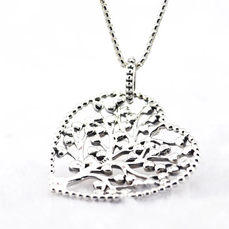 Collana con ciondolo a forma di cuore in smalto misto con albero dell'amore, per donna, in argento sterling, con catena di gioielli statement_voghion.com