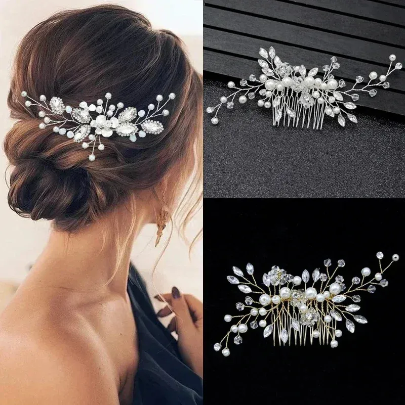 Clips Barrettes Crystal Pearl Hairpin Vine Tiaras Head Piece Comb Headband Hairpins Hairbands Accessories Wedding Bridal_voghion.com