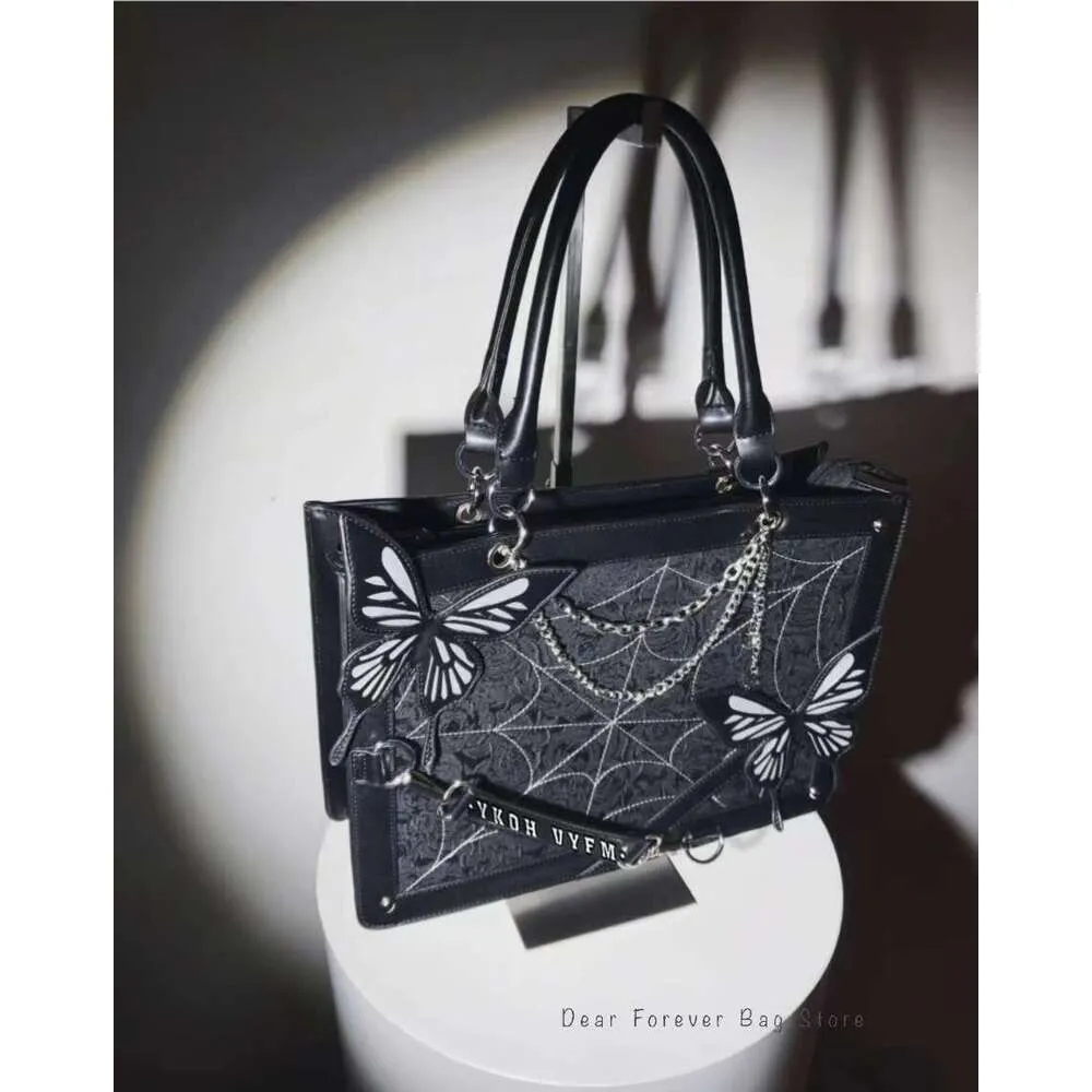 Y2k maze butterfly spider web DIY transparent Italian Lolita Gothic handbag retro fashion shoulder bag street decoration_voghion.com