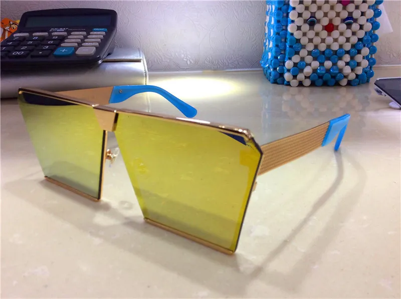 Designer Men's Square Sunglasses Oversized Shiny Mirror Lens Style_voghion.com