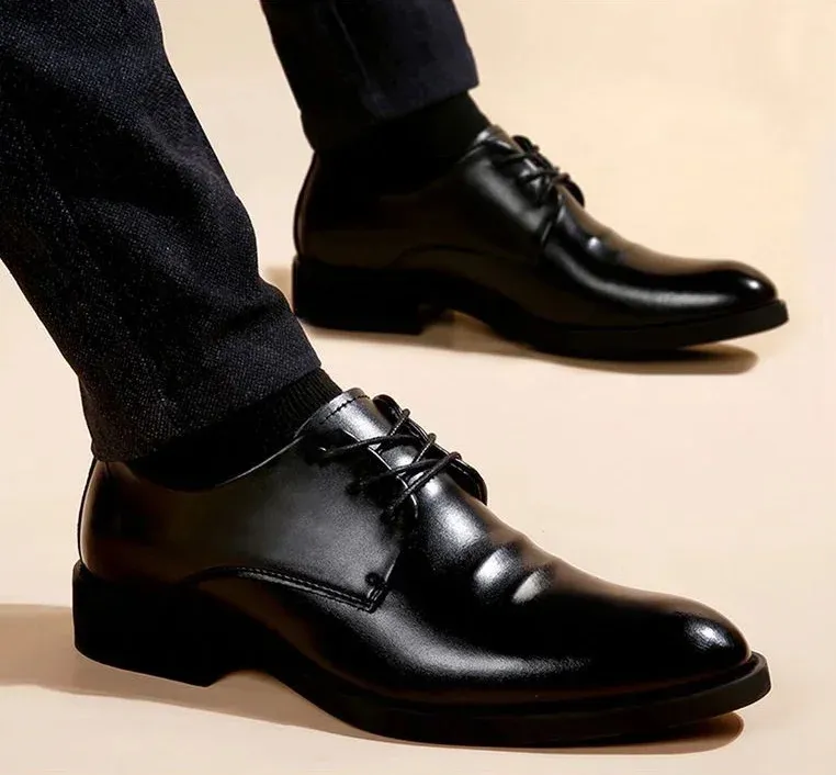 Klassiske herre dressko sorte elegante med spids snude_voghion.com