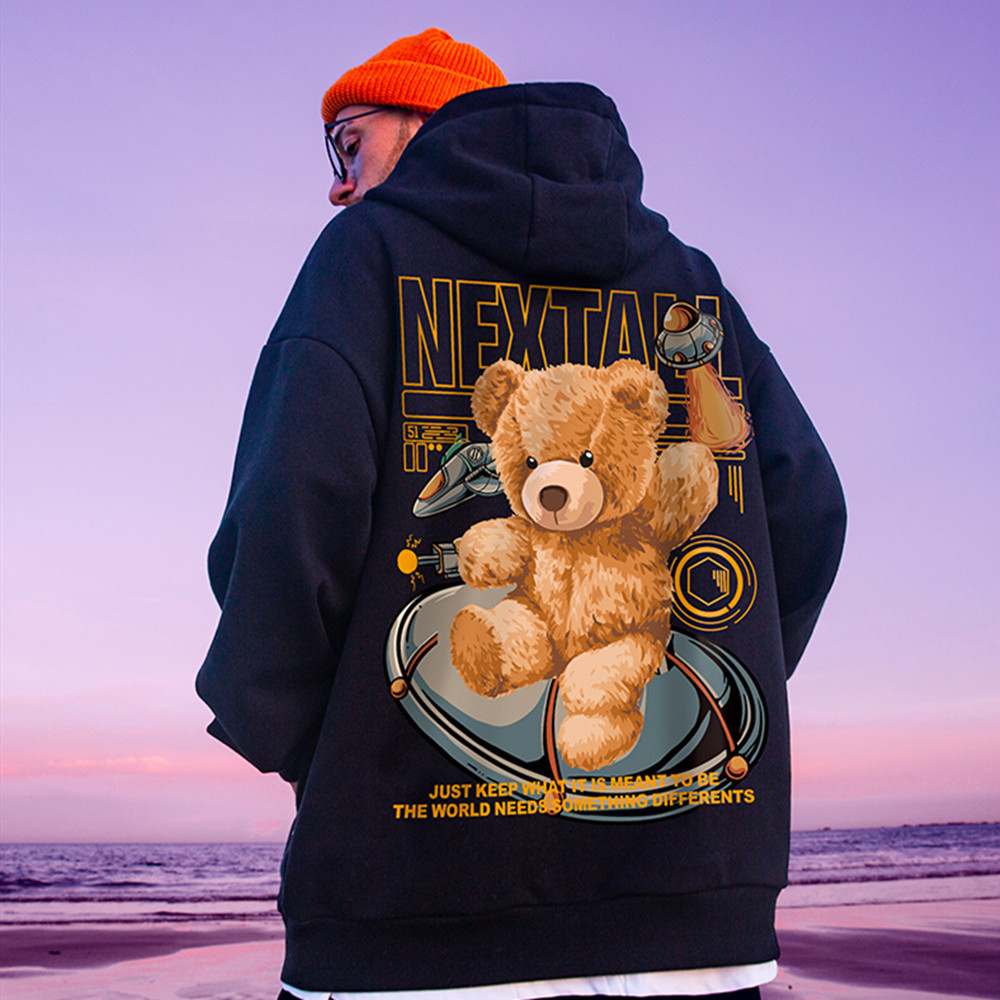 China-Chic Orang-Utan-Pullover große Größe mit Kapuze lose 2024 neue Herrenkleidung Fett plus High Street Mantel_voghion.com
