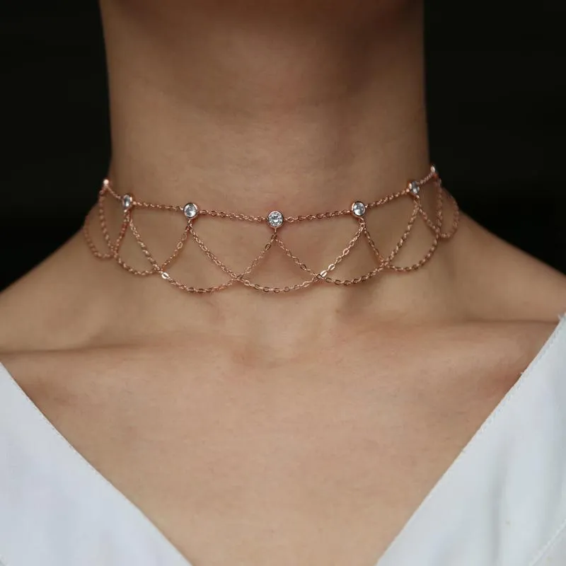 Colar gargantilha de renda vintage elegante para mulher ouro_voghion.com