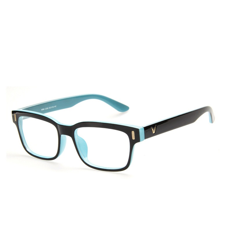 Unisex Full frame V-shaped fashion flat light mirror for men and women the same square personality anti-blue glasses_voghion.com