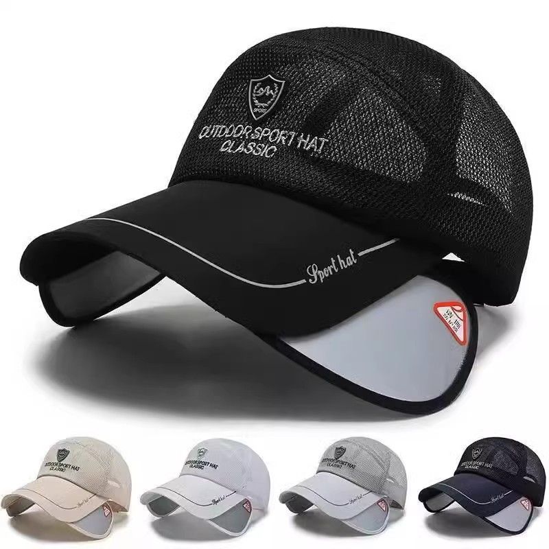Casquette de baseball d'été pour homme en maille respirante à séchage rapide pour la pêche en bec de canard, chapeau de protection solaire_voghion.com