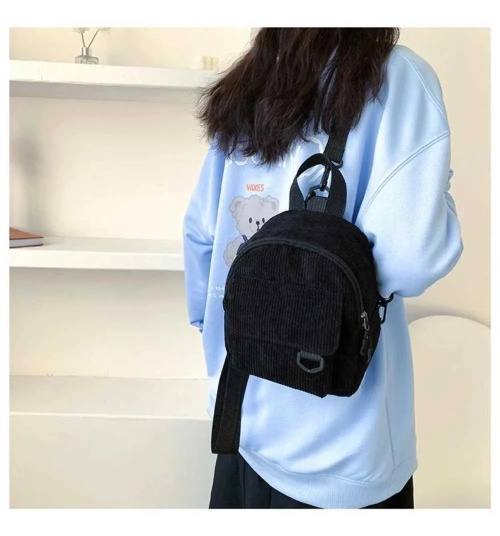 Kleiner Damen Mini Rucksack Aus Kord Für Freizeit Und Reisen_voghion.com