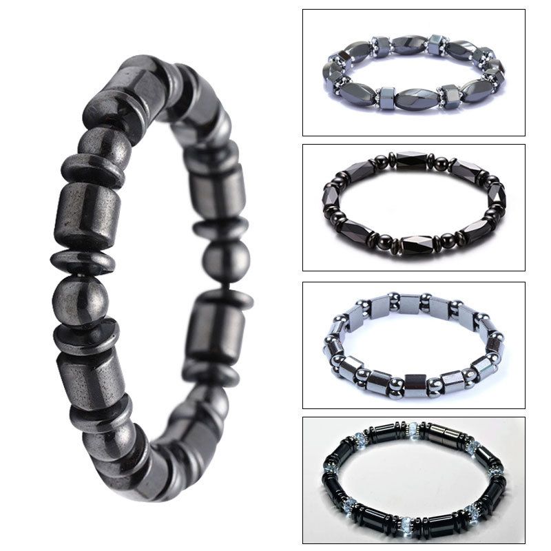 gallstone Magnetic Magnet Simple Beaded Elastic Bracelet Black Beads Magnetic Therapy Hand Jewelry_voghion.com
