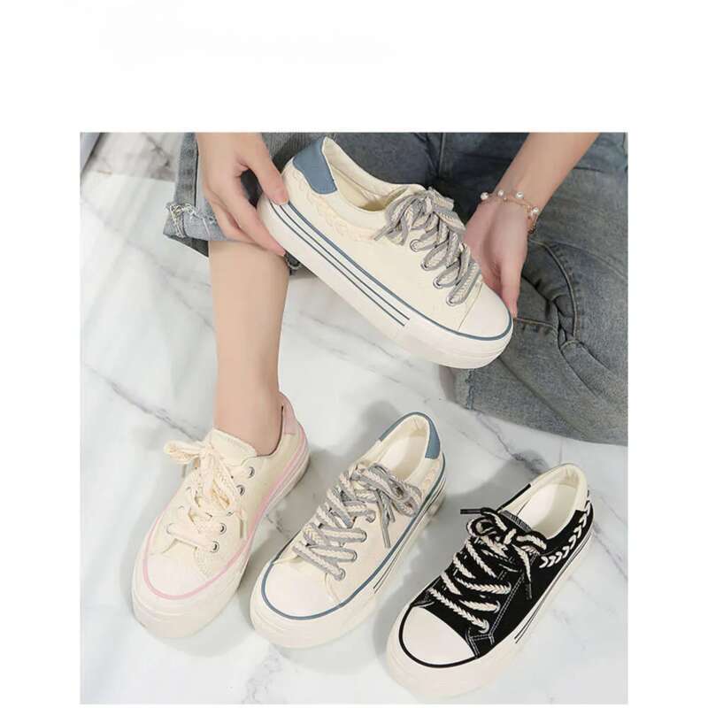 2024 New Women's Casual Fashion Trend Versatile White Thick Sole Board Shoes_vogvips.com