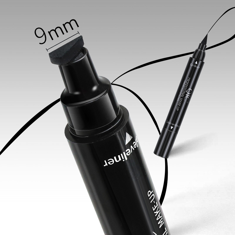 QIC Qini color cu cap dublu, rezistent la apă, uscare rapidă, 2 în 1, triunghi, sigiliu cu aripă, creion lichid pentru ochi, sud-est_voghion.com