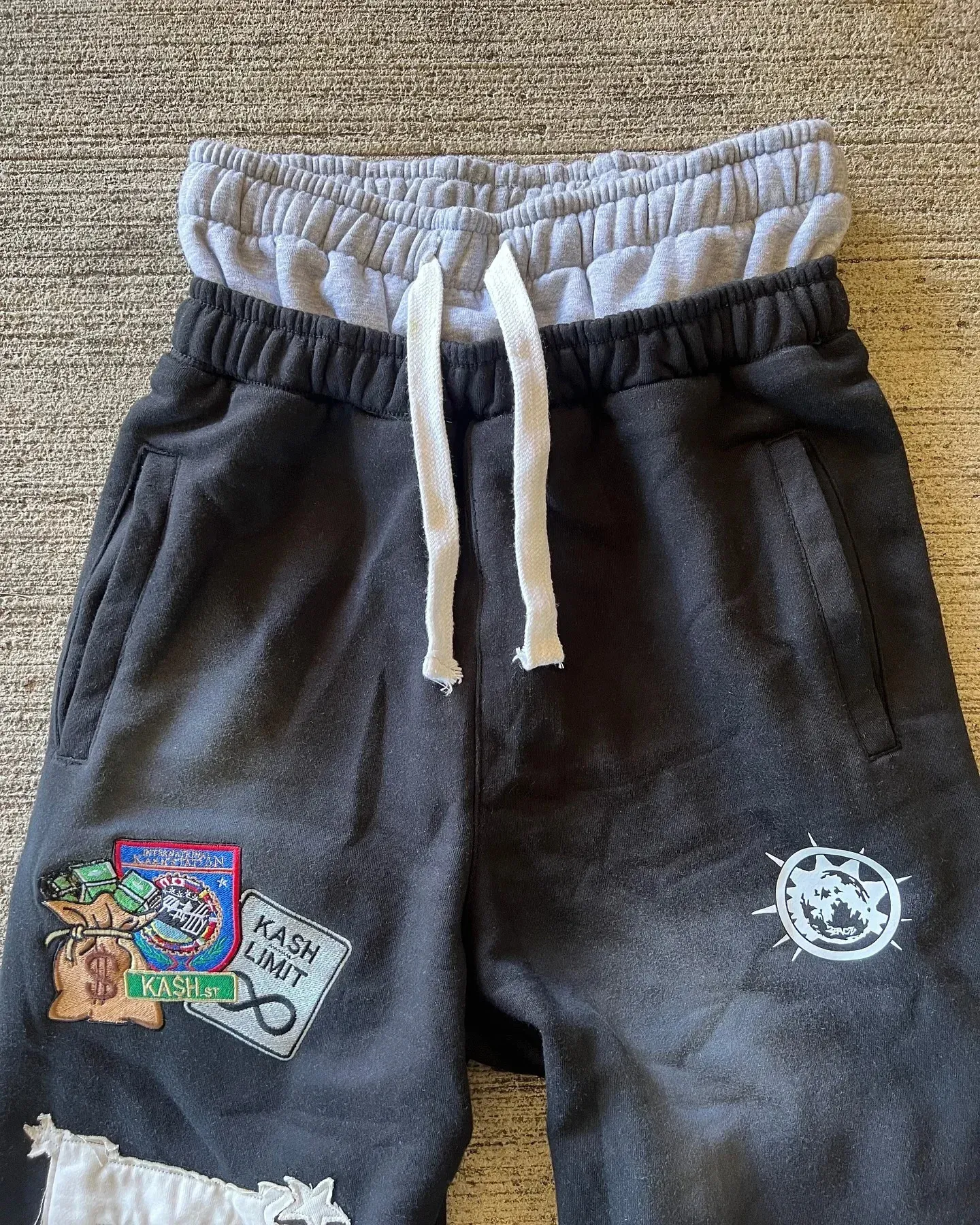 Vintage Red Double-layer Sports Y2K Mens Hip-hop Letter Patch Embroidered Loose Casual Elastic Waist Jogging Pants_voghion.com