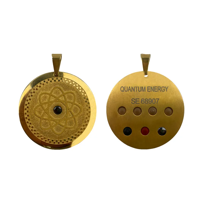 Pendant Necklaces Men Women Golden Quantum Scarlar Energy With 7 Healthy Stones And Negative Ions For EMF Protection_voghion.com