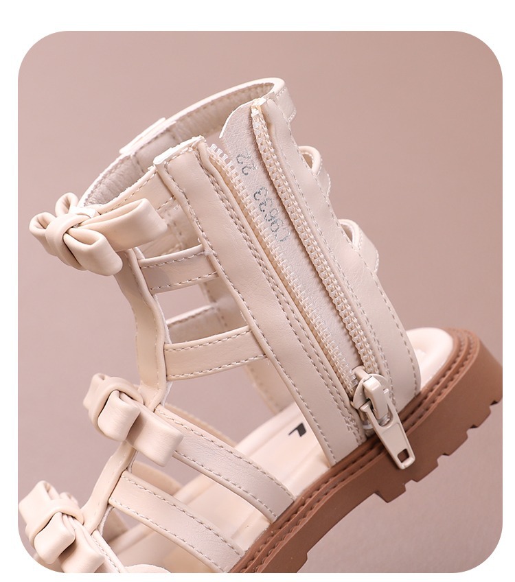 Little Girl Sweet Bow Princess Shoes 2024 Summer New Fashion Korean Edition Girls High Top Roman Sandals_voghion.com