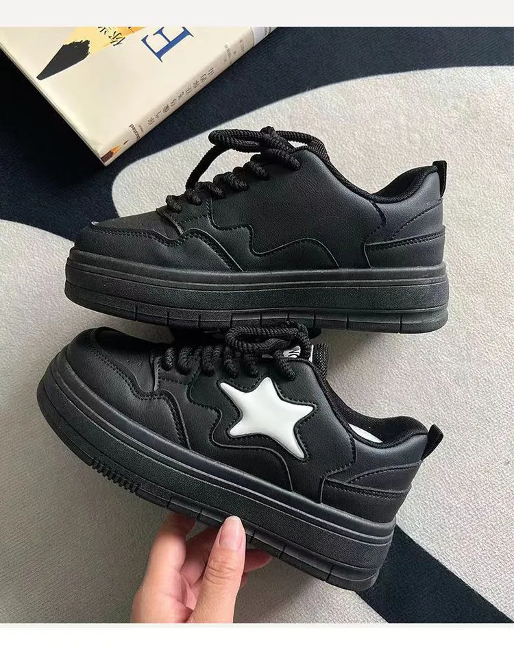 Academy Style Round Head Sponge Cake Thick Sole Casual Small White Fashionable And Comfortable High Height Board Shoes_voghion.com