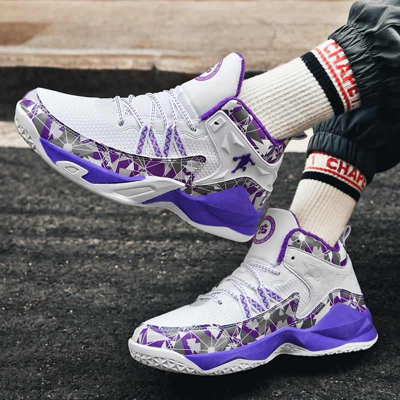 Mandarin Duck con superficie in mesh, scarpe da basket alte da combattimento per studenti, scarpe Flywire_voghion.com