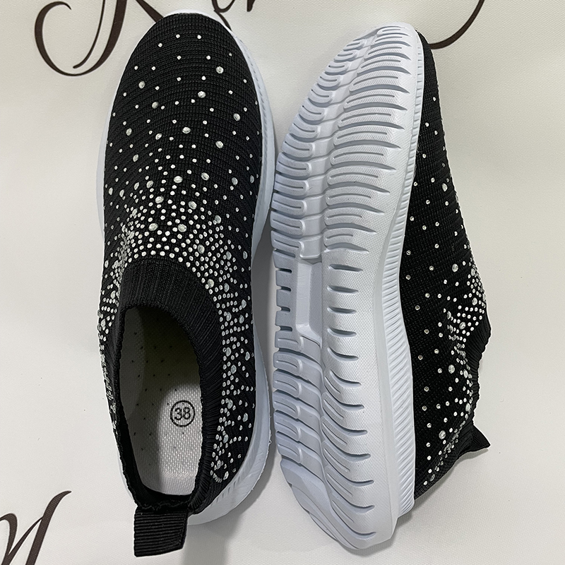 Sneakers donna in mesh con cristalli e suola morbida bianchi_voghion.com