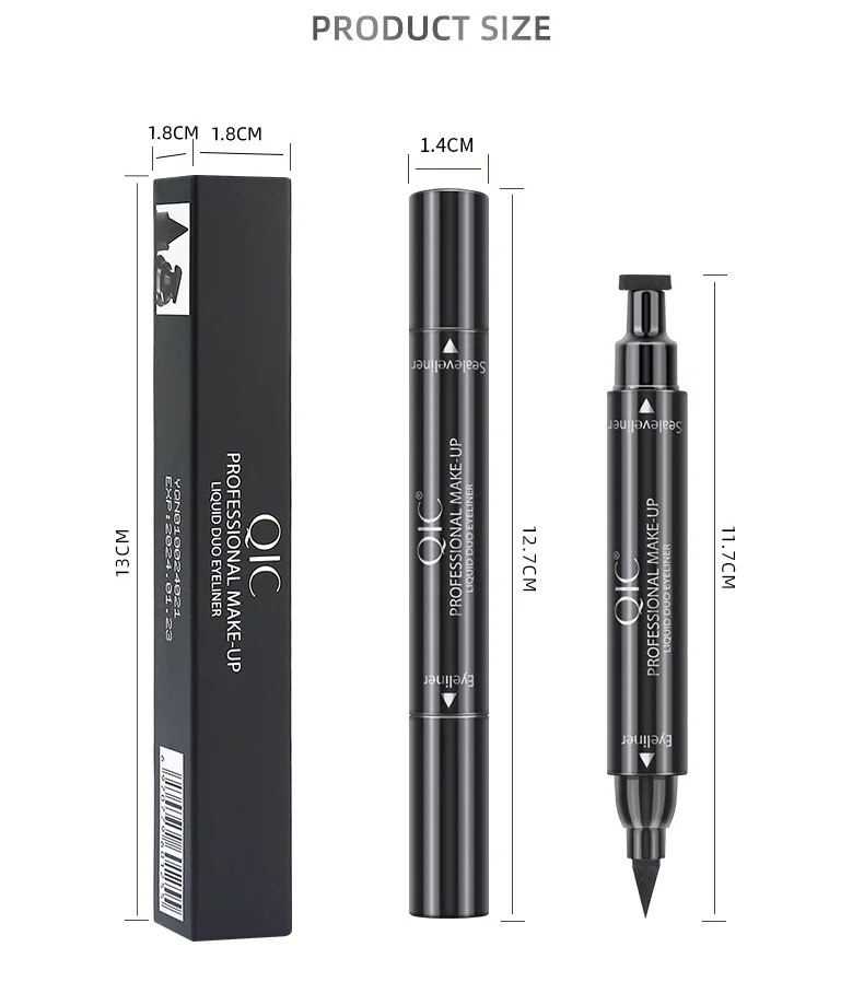 QIC makeup double head triangle wing seal eyeliner pen non smudging waterproof sweatproof Vietnam_voghion.com