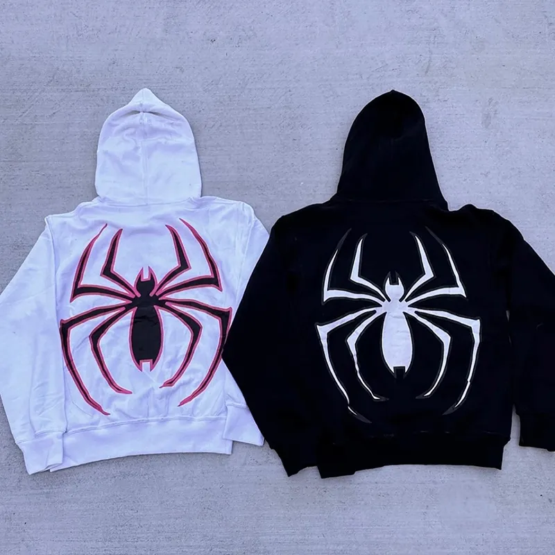 Felpe con cappuccio con stampa ragno y2k da donna e da uomo, con cerniera hip hop, maniche lunghe, cappotti, autunno inverno, casual, larghi, con cappuccio_voghion.com