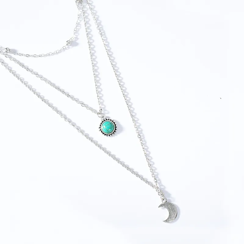 Fashion High Quality Three Layers Of Chain Moon Pendant Beautiful Necklace For Women Jewelry Accessories Wedding Gift_voghion.com