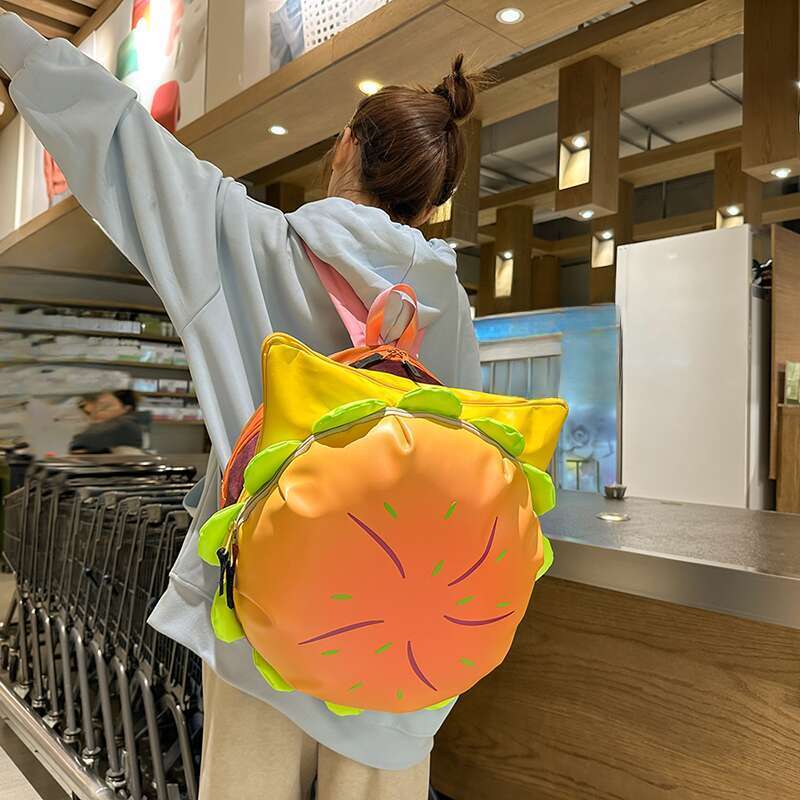 Campus Students Same Cheese Cute Large Capacity Burger Replacement Backpacks_voghion.com