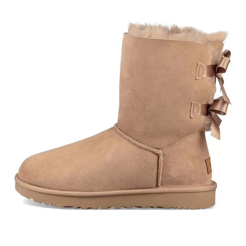 Boots Australia Designer Womens Girls Ankle Winter Snow Boot Slip-On fur Leather Ladies Booties Bailey Bow Chesut Black_voghion.com
