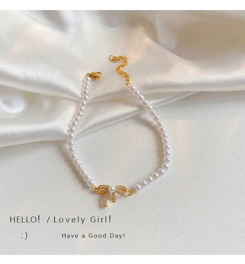 Bracelet ajustable avec perles et strass pour femme doré_voghion.com