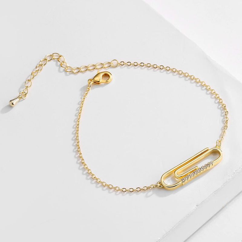 Niche Design Micro Inlaid Zircon Geometric Paper Clip Bracelet Female Temperament Simple High End Hand Jewelry_voghion.com