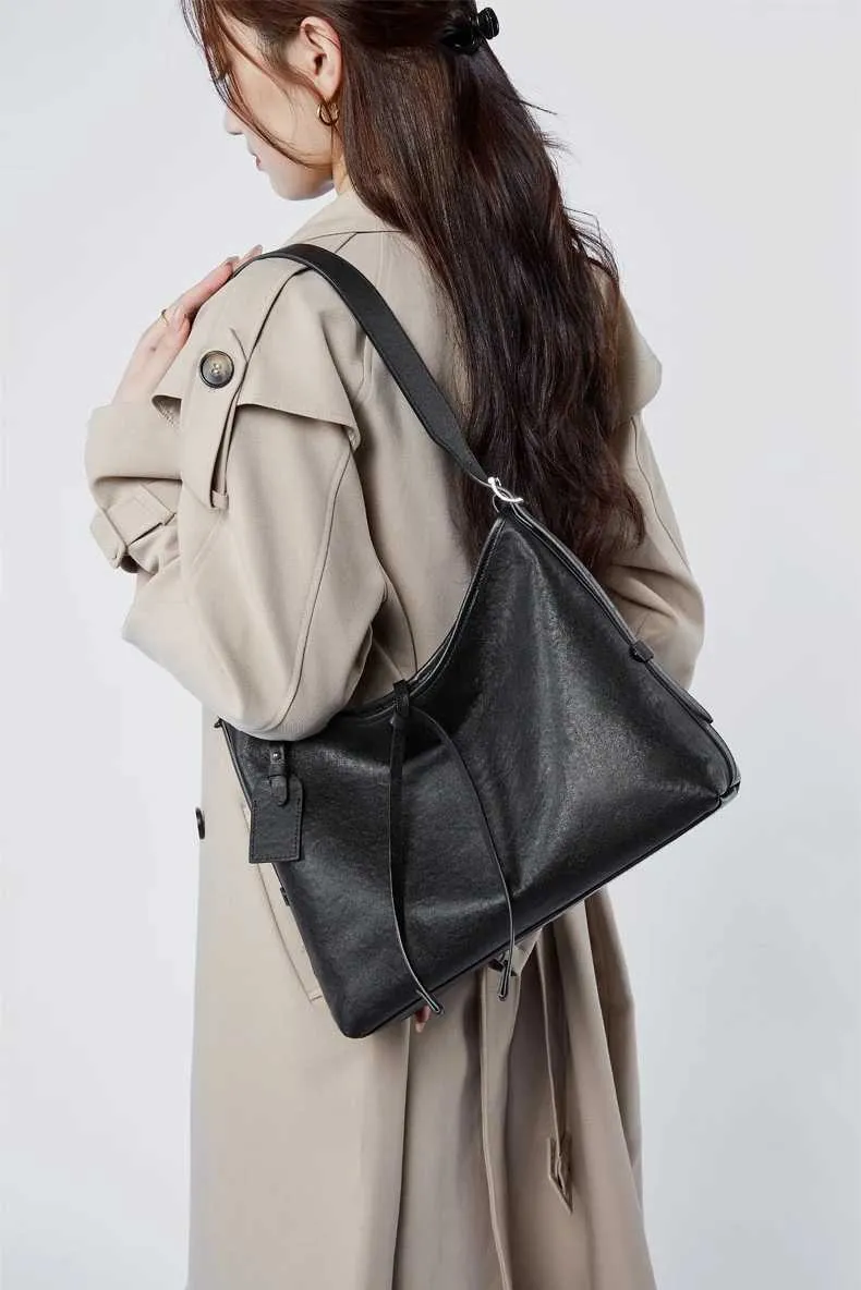 Toptrends Vintage Vera Pelle Grande Sottobraccio Borse a Tracolla per Donna 2024 Designer Semplice Donna Tote Hobo Signore_voghion.com