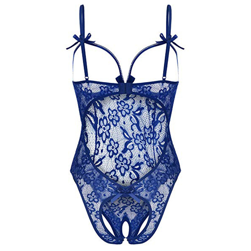 Lace Dark Patterned Open Cut One-piece Fun Lingerie Set_voghion.com