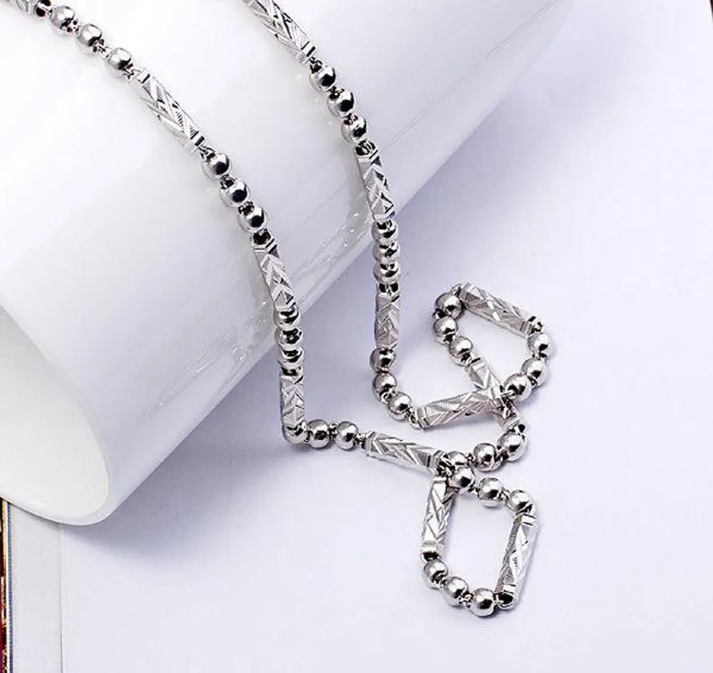 Sterling Silver Chain Necklace For Men Geometric Vintage Style_voghion.com