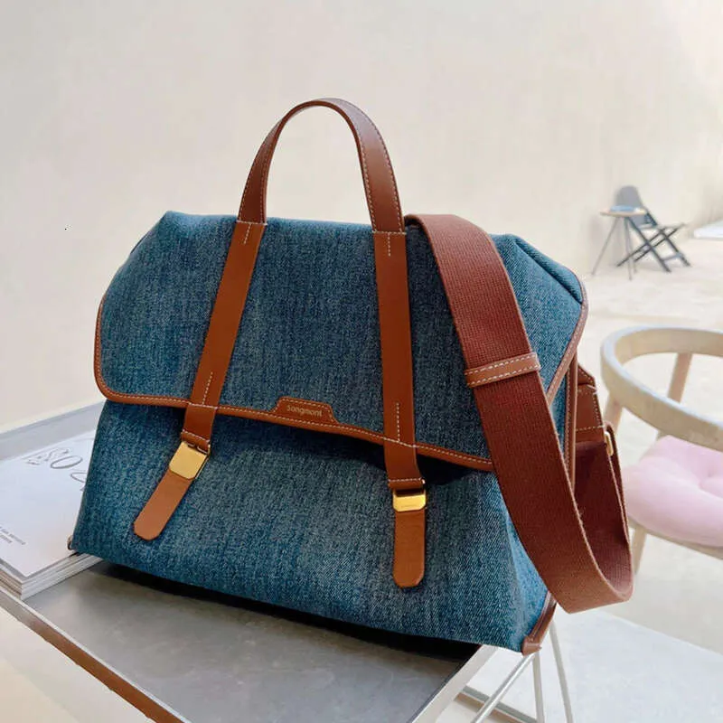 Large Denim Commuting Handbag Backpack Crossbody Bag For Women_voghion.com
