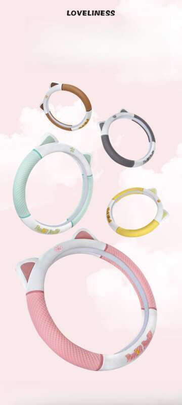 Housse de volant de voiture mignonne et mignonne, adaptée à toutes les saisons, design en maille, housse de poignée de voiture avec petit chat_voghion.com