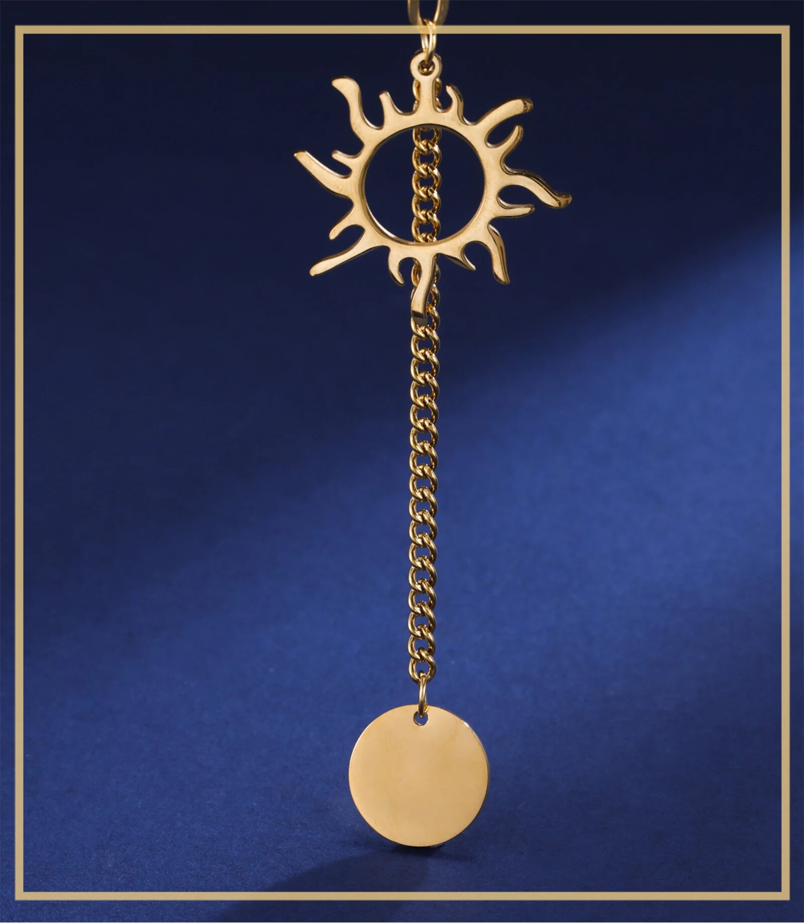 Skyrim Sun Totem Pendant Necklace Women Stainless Steel Gold Color Beaded Chain Necklace Punk Summer Jewelry Birthday Gift New in_voghion.com