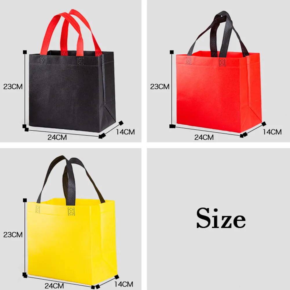 High Quality Foldable Women Reusable Fabric Non-woven Tote Pouch Lunch Eco Bag Grocery Shopping Bags Handbag_voghion.com