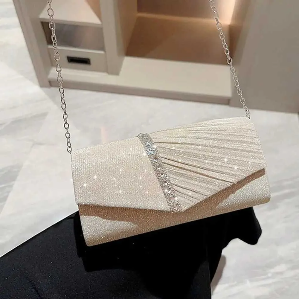 Sac à main de soirée à paillettes pour femme, pochette à bandoulière avec chaîne, portefeuille de fête de mariage, sac à main de banquet scintillant Y241019_voghion.com