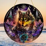 Moonlit Wolf Suncatcher - 8" Mystical Acrylic Art. Enchanted Decor For Living Room Or Fairy Garden Retreat._voghion.com