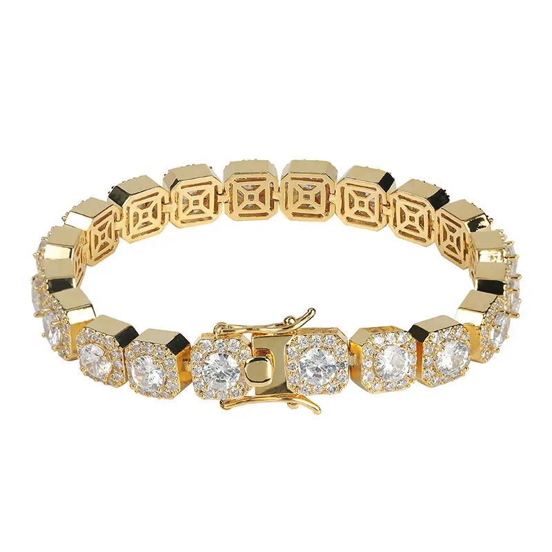 10mm Herre Hip Hop Iced Out CZ Kubisk Zirkon Guld Tenniskæde Halskæde Personlig Bg Rapper Armbånd Kæder Smykker_voghion.com