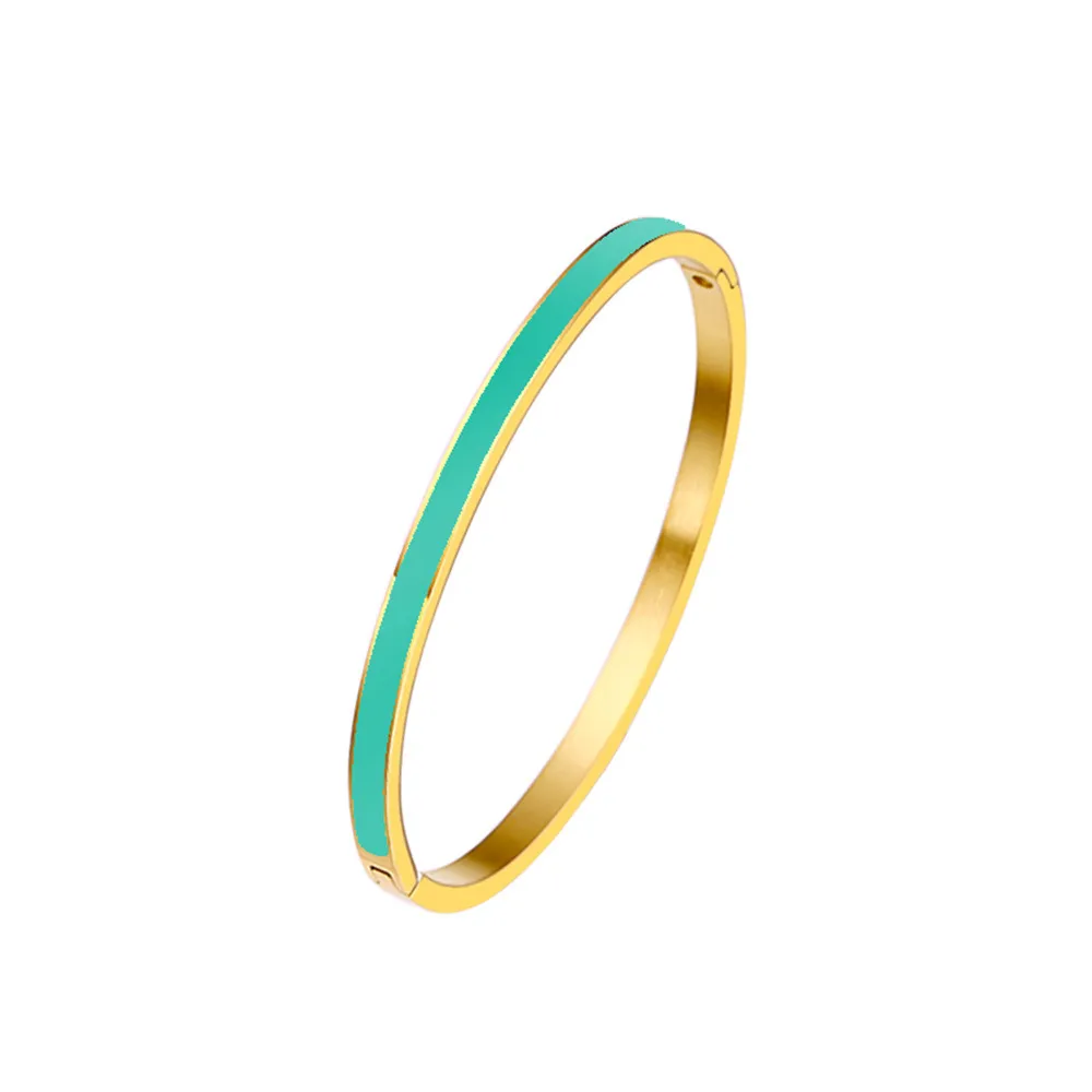 Titanium Steel Enamel Bangle Gold Plated Designer Bracelet For Women_voghion.com