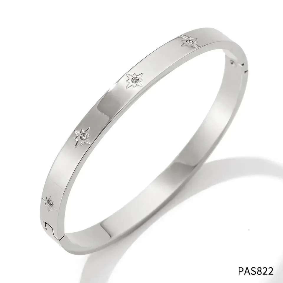 Bangle Bracelet Waterproof White Cubic Zirconia Gold Plated_voghion.com
