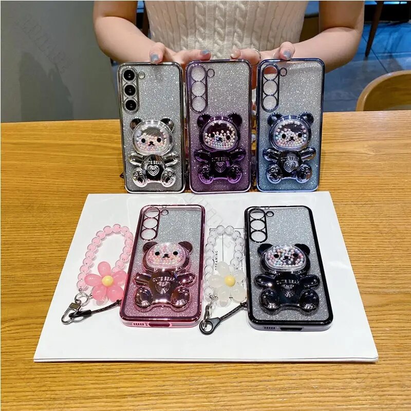 Coque Xiaomi Avec Support Téléphone Et Motif Ours Et Fleurs_voghion.com