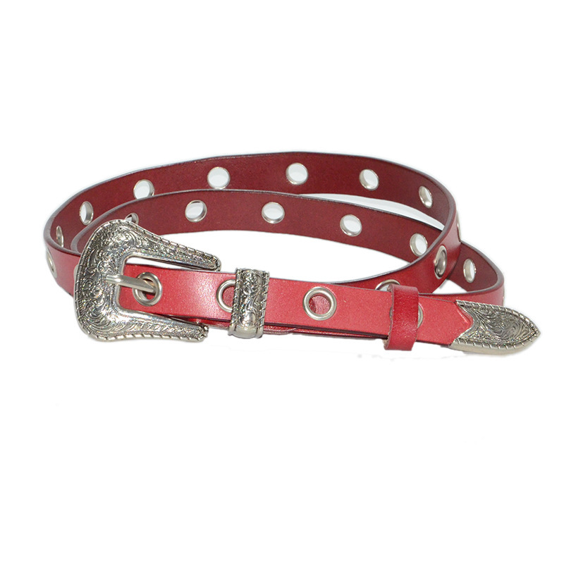 Belt pure cowhide texture needle buckle Korean version trendy casual versatile thin belt women's style_voghion.com