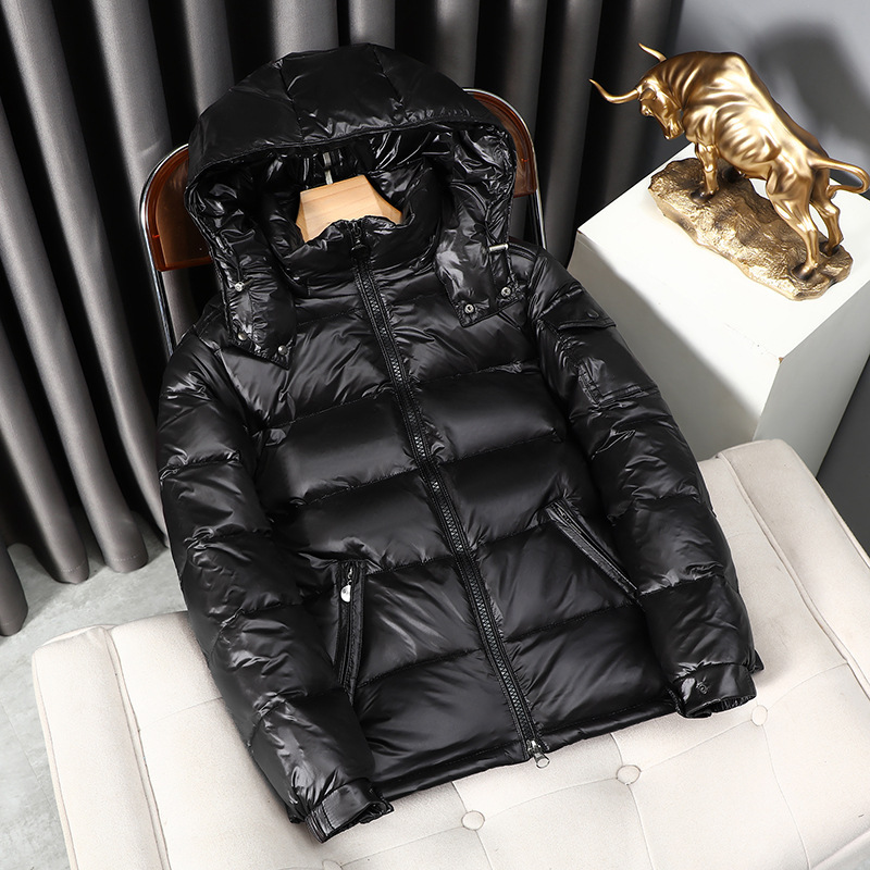 Veste lumineuse à capuche pour homme en coton et soie de canard blanc chaud, vêtements d'hiver décontractés