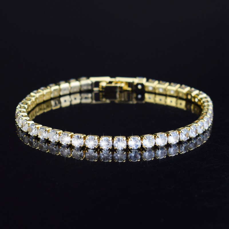 Micro Pave Diamond Tennis For Women Gold Men's Hip Hop Bracelet Silver 17cm