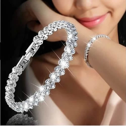 Conjunto de pulsera de lujo ligero y minimalista con cristales de circonita para mujer, estilo nuevo, con joyas de moda de diamantes