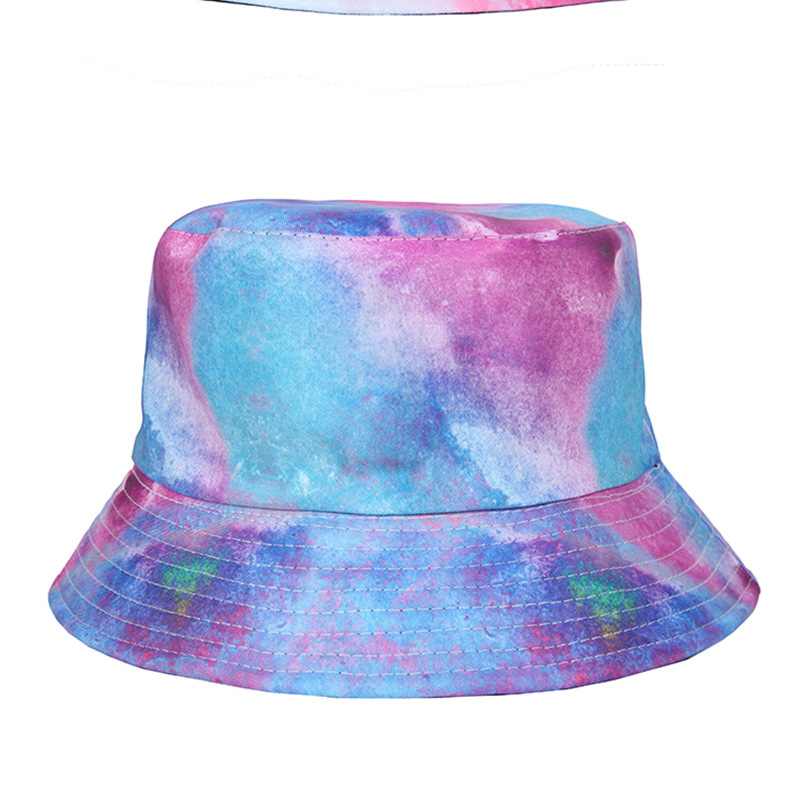 Summer New Tie Dyed Printed Wide Eaf Flat Top Unisex Outdoor Sunscreen Fisherman Hat  Bucket hat_voghion.com